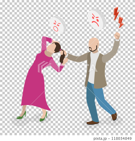 3D Isometric Flat  Illustration of Domestic Violence. Item 3 118034849