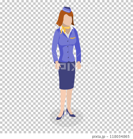 3D Isometric Flat  Set of Airport Staff. Item 9 118034865