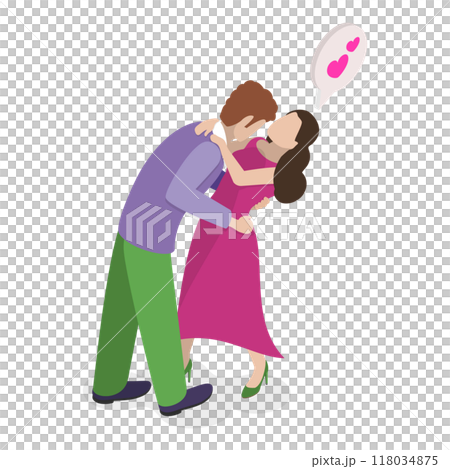 3D Isometric Flat  Set of Happy Love Couples. Item 1 118034875
