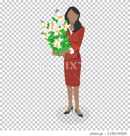 3D Isometric Flat  Set of Bouquets. Item 3 118034889