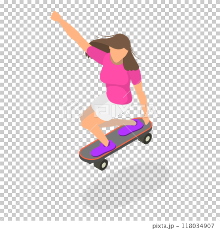 3D Isometric Flat Set of Roller Skating Girls. Item 2 3D Isometric Flat Set of Roller Skating Girls. Item 2 118034907