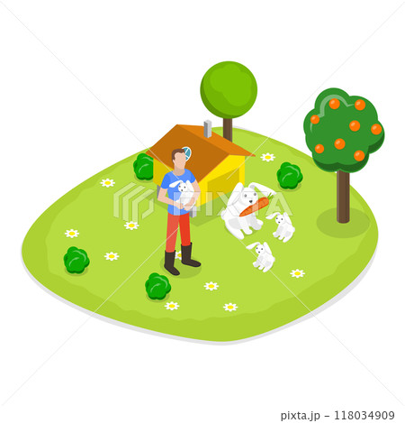 3D Isometric Flat  Set of Farms. Item 2 118034909