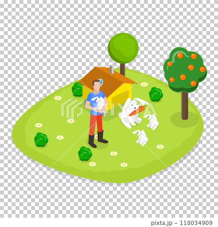 3D Isometric Flat  Set of Farms. Item 2 118034909