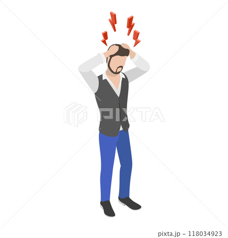 3D Isometric Flat  Illustration of PTSD Effects. Item 3 118034923