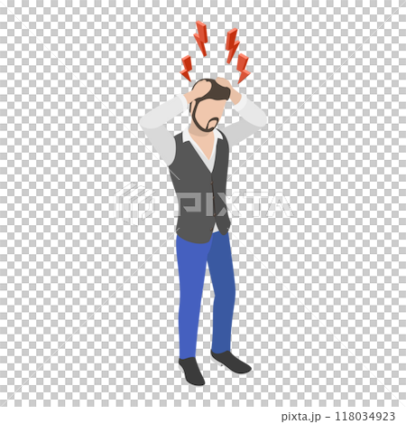 3D Isometric Flat  Illustration of PTSD Effects. Item 3 118034923