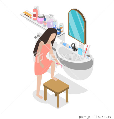3D Isometric Flat Illustration of Home Skin Care Procedures. Item 2 3D Isometric Flat Illustration of Home Skin Care Procedures. Item 2 118034935