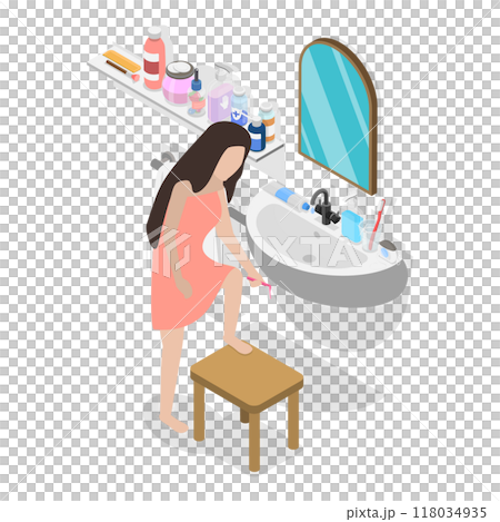 3D Isometric Flat Illustration of Home Skin Care Procedures. Item 2 3D Isometric Flat Illustration of Home Skin Care Procedures. Item 2 118034935