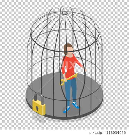 3D Isometric Flat Illustration of Mind Prison. Item 2 3D Isometric Flat Illustration of Mind Prison. Item 2 118034936