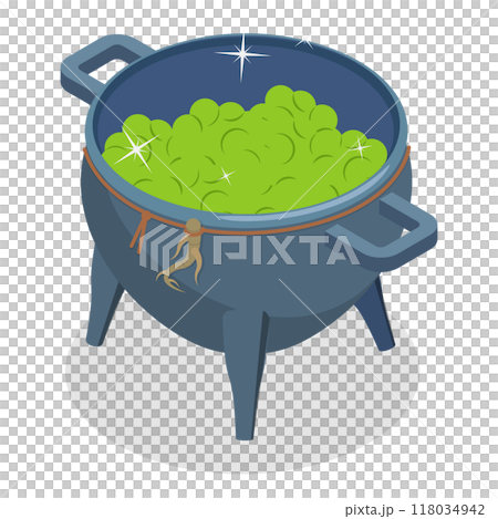 3D Isometric Flat  Set of Boiling Cauldrons. Item 3 118034942