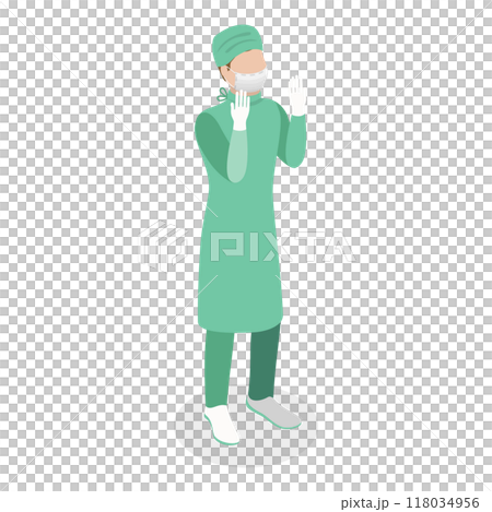 3D Isometric Flat  Set of Therapist Characters. Item 6 118034956