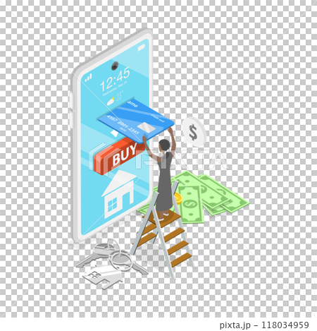 3D Isometric Flat  Illustration of Real Estate Investment. Item 2 118034959