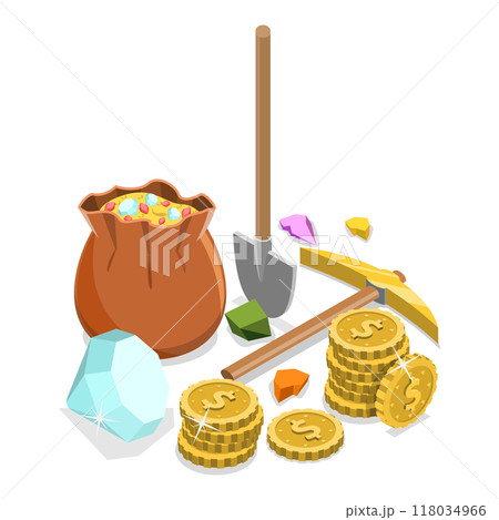 3D Isometric Flat  Illustration of Mining. Item 2 118034966