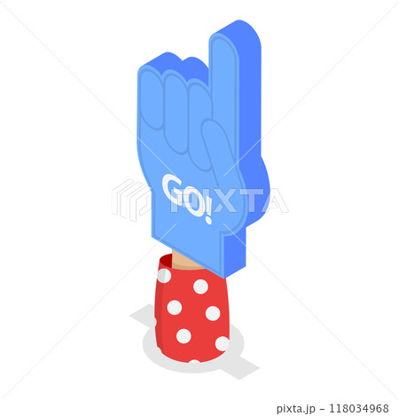 3D Isometric Flat  Set of Colorful Foam Hands. Item 2 118034968