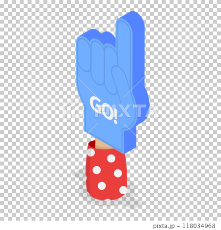 3D Isometric Flat  Set of Colorful Foam Hands. Item 2 118034968