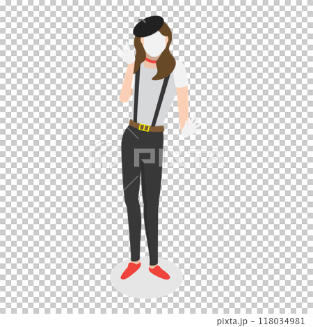 3D Isometric Flat Set of Mime Actors. Item 2 3D Isometric Flat Set of Mime Actors. Item 2 118034981