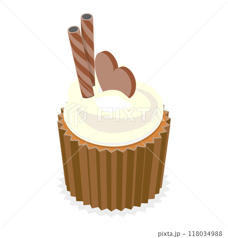 3D Isometric Flat Set of Sweet Cupcakes. Item 2 3D Isometric Flat Set of Sweet Cupcakes. Item 2 118034988