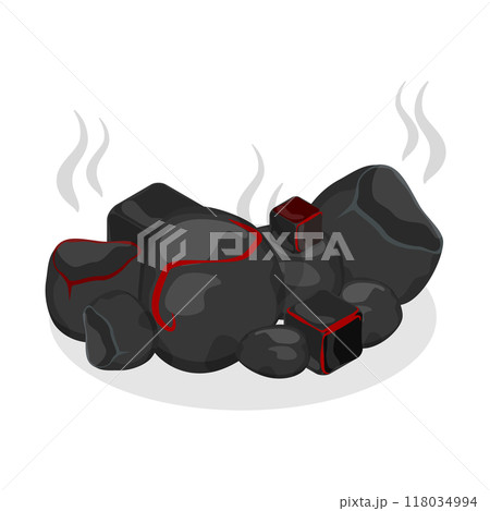 3D Isometric Flat Set of Burning Charcoals. Item 1 3D Isometric Flat Set of Burning Charcoals. Item 1 118034994