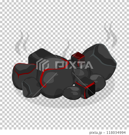 3D Isometric Flat  Set of Burning Charcoals. Item 1 118034994