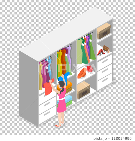 3D Isometric Flat  Set of Wardrobes. Item 1 118034996