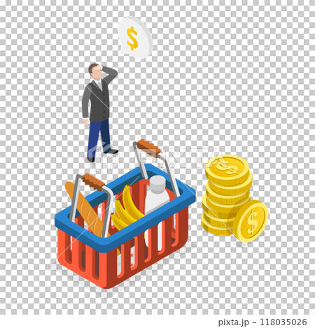 3D Isometric Flat  Illustration of Consumer Price Index Growth. Item 2 118035026