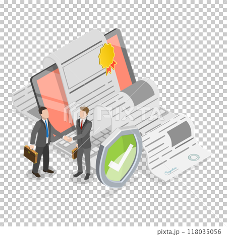 3D Isometric Flat  Illustration of Secured Document. Item 1 118035056