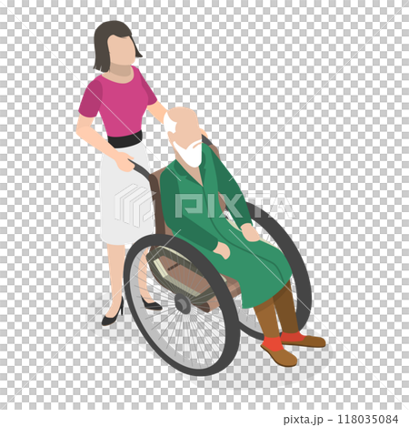 3D Isometric Flat Illustration of Elderly Care. Item 4 3D Isometric Flat Illustration of Elderly Care. Item 4 118035084