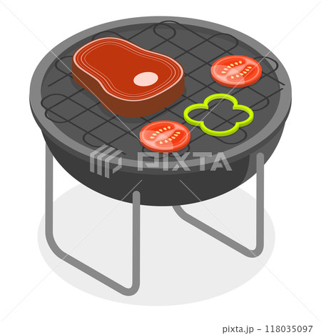 3D Isometric Flat Set of Barbecue Grills. Item 4 3D Isometric Flat Set of Barbecue Grills. Item 4 118035097