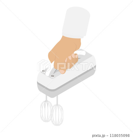 3D Isometric Flat Set of Hands Holding Kitchen Utensils. Item 4 3D Isometric Flat Set of Hands Holding Kitchen Utensils. Item 4 118035098