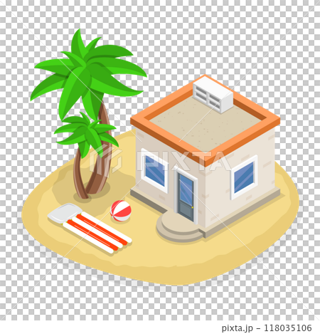 3D Isometric Flat  Set of Bungalows. Item 1 118035106