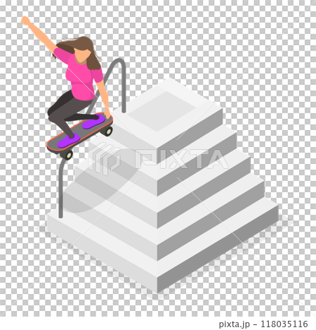 3D Isometric Flat Illustration of Skaters Set. Item 1 3D Isometric Flat Illustration of Skaters Set. Item 1 118035116