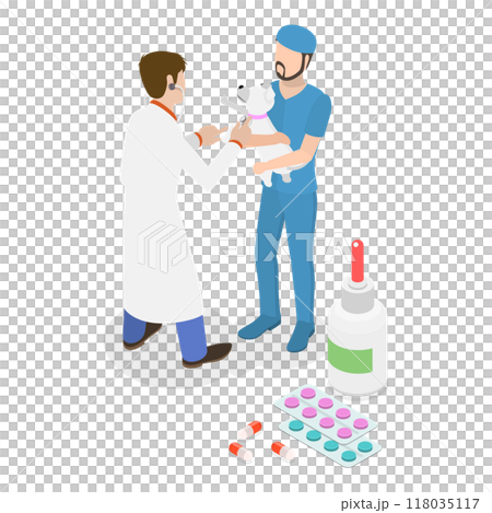 3D Isometric Flat Illustration of Veterinarian Clinic. Item 1 3D Isometric Flat Illustration of Veterinarian Clinic. Item 1 118035117