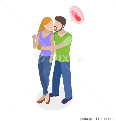 3D Isometric Flat  Set of Lovers Couples. Item 5 118035121