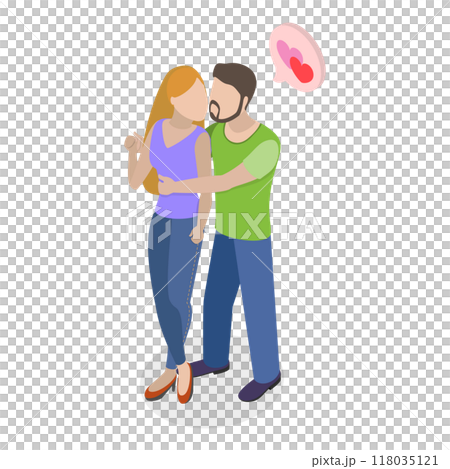 3D Isometric Flat  Set of Lovers Couples. Item 5 118035121