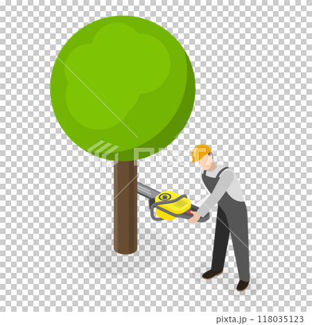 3D Isometric Flat  Illustration of Timber Industry. Item 4 118035123