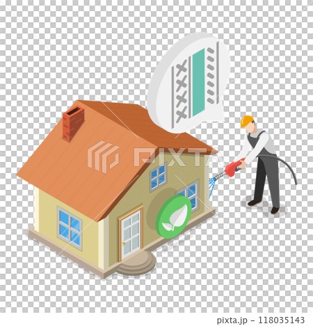 3D Isometric Flat  Illustration of Heat Pump. Item 2 118035143