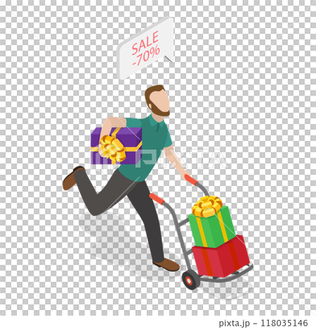 3D Isometric Flat  Illustration of Intrusive Sellers. Item 3 118035146