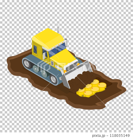 3D Isometric Flat  Set of Radioactive Waste Items. Item 1 118035149