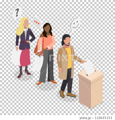 3D Isometric Flat  Illustration of Political Election Process. Item 4 118035153