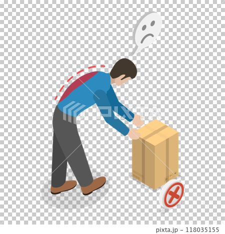 3D Isometric Flat  Illustration of Posture While Weight Lifting. Item 2 118035155
