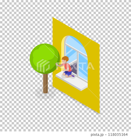 3D Isometric Flat  Illustration of Dangerous Situations With Kids. Item 5 118035164