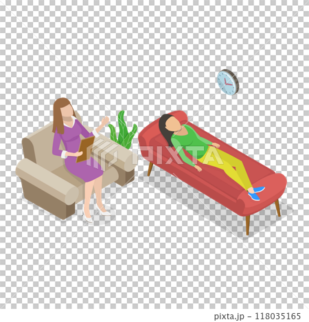 3D Isometric Flat  Set of Psychotherapy Session Scenes. Item 5 118035165