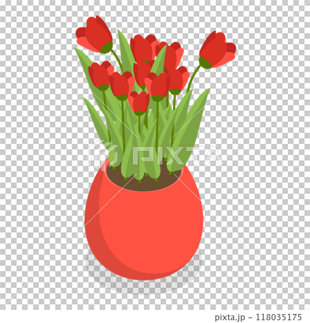 3D Isometric Flat  Set of Garden Flowers. Item 4 118035175