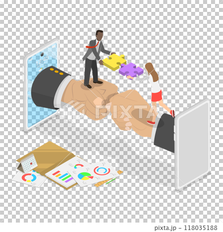 3D Isometric Flat  Illustration of Teamwork And Collaboration. Item 3 118035188