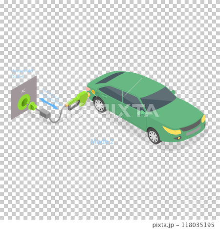 3D Isometric Flat  Illustration of Electric Car Charging Modes. Item 2 118035195