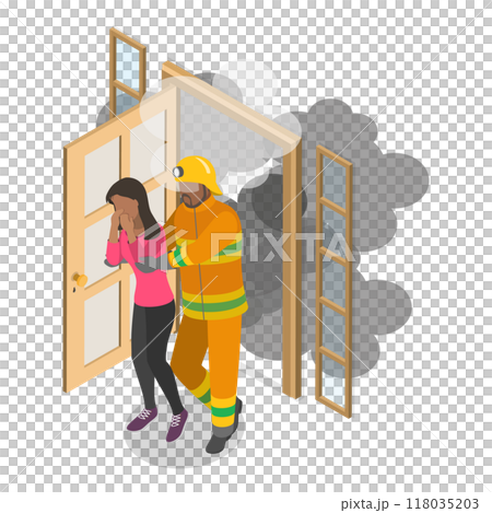 3D Isometric Flat  Set of Rescue Services. Item 1 118035203