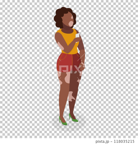 3D Isometric Flat Set of Happy People with Vitiligo. Item 1 3D Isometric Flat Set of Happy People with Vitiligo. Item 1 118035215