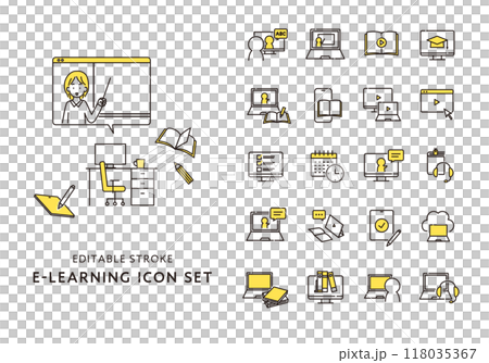 eラーニングにまつわるアイコンセット（カラー） 118035367