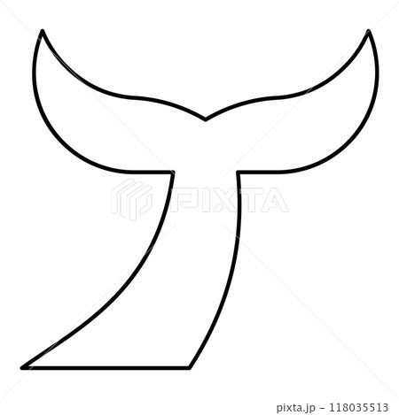 Tail of the fish contour outline line icon black color vector illustration image thin flat style Tail of the fish contour outline line icon black color vector illustration image thin flat style 118035513