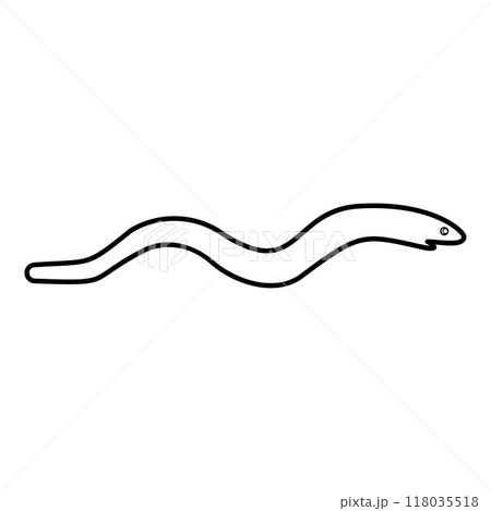 Eel fish snake shape seafood concept contour outline line icon black color vector illustration image thin flat style Eel fish snake shape seafood concept contour outline line icon black color vector illustration image thin flat style 118035518
