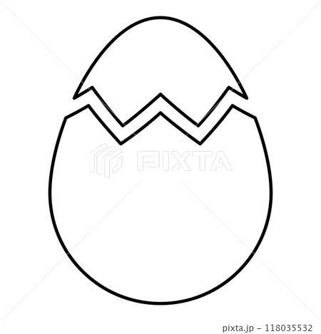 Egg with cracked eggshell damaged contour outline line icon black color vector illustration image thin flat style 118035532
